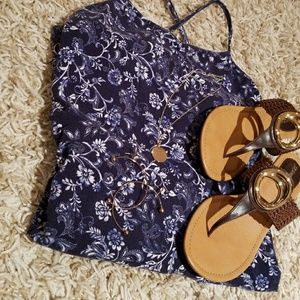 Cross Back Babydoll Floral Skater Dress